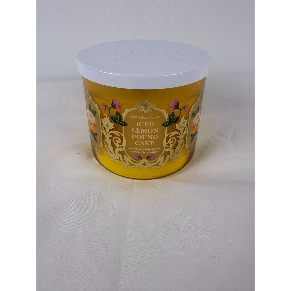 Bath Body Works Iced Lemon Pound Cake 3 Wick Candle 14.5 oz NEW Unburned